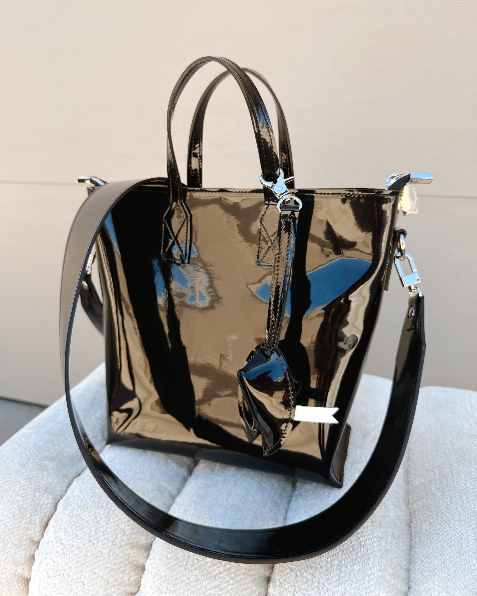 Rue Top Zip Tote - Black Patent