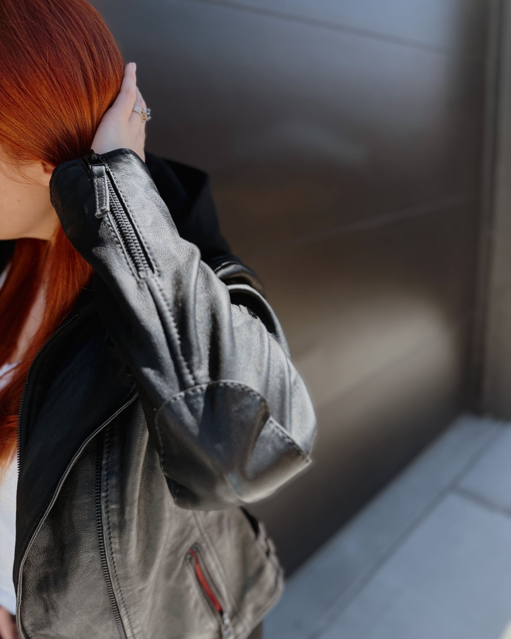 Christyn Star Detail with Hood Leather Jacket