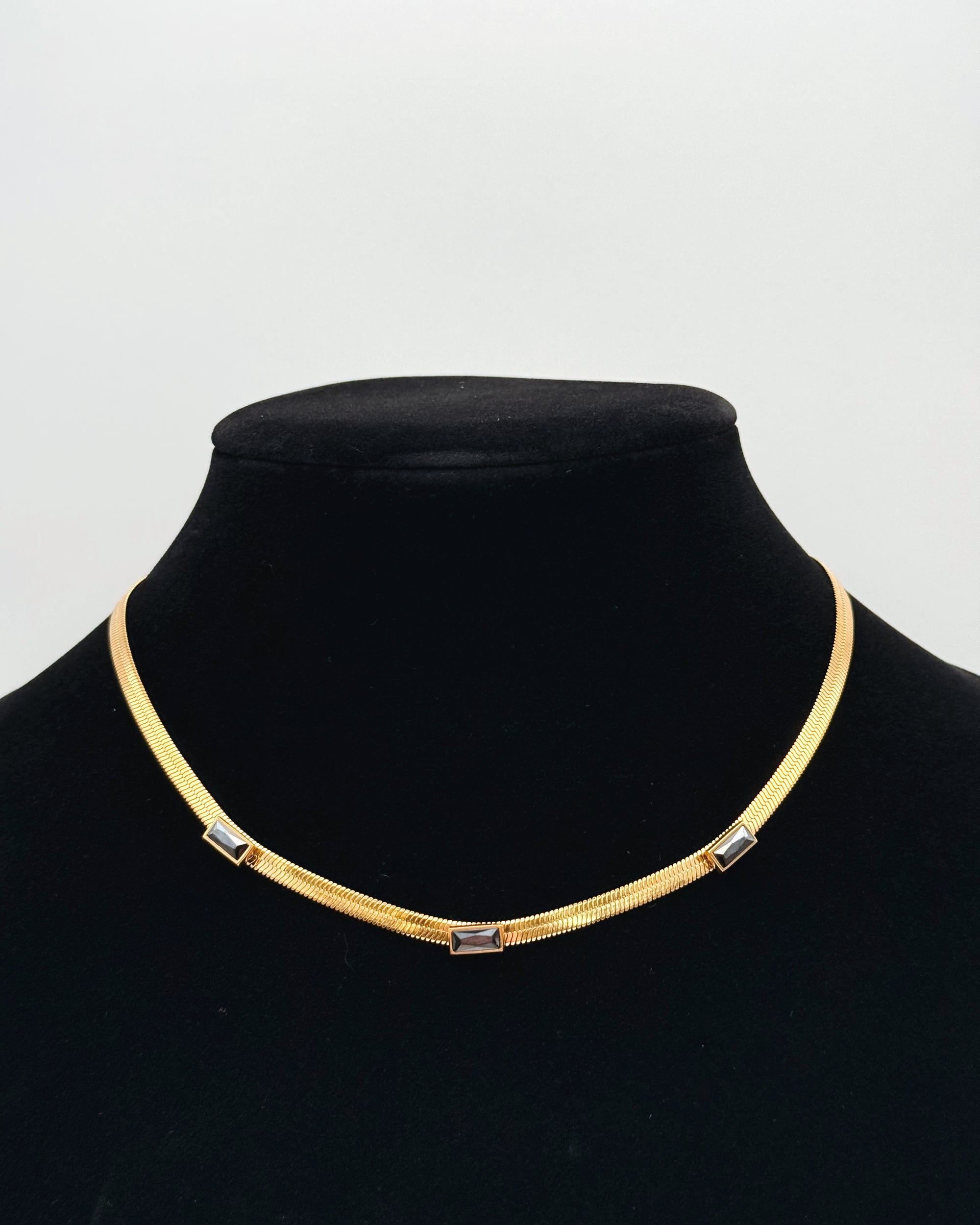 Kiara Herringbone Gemstone Necklace