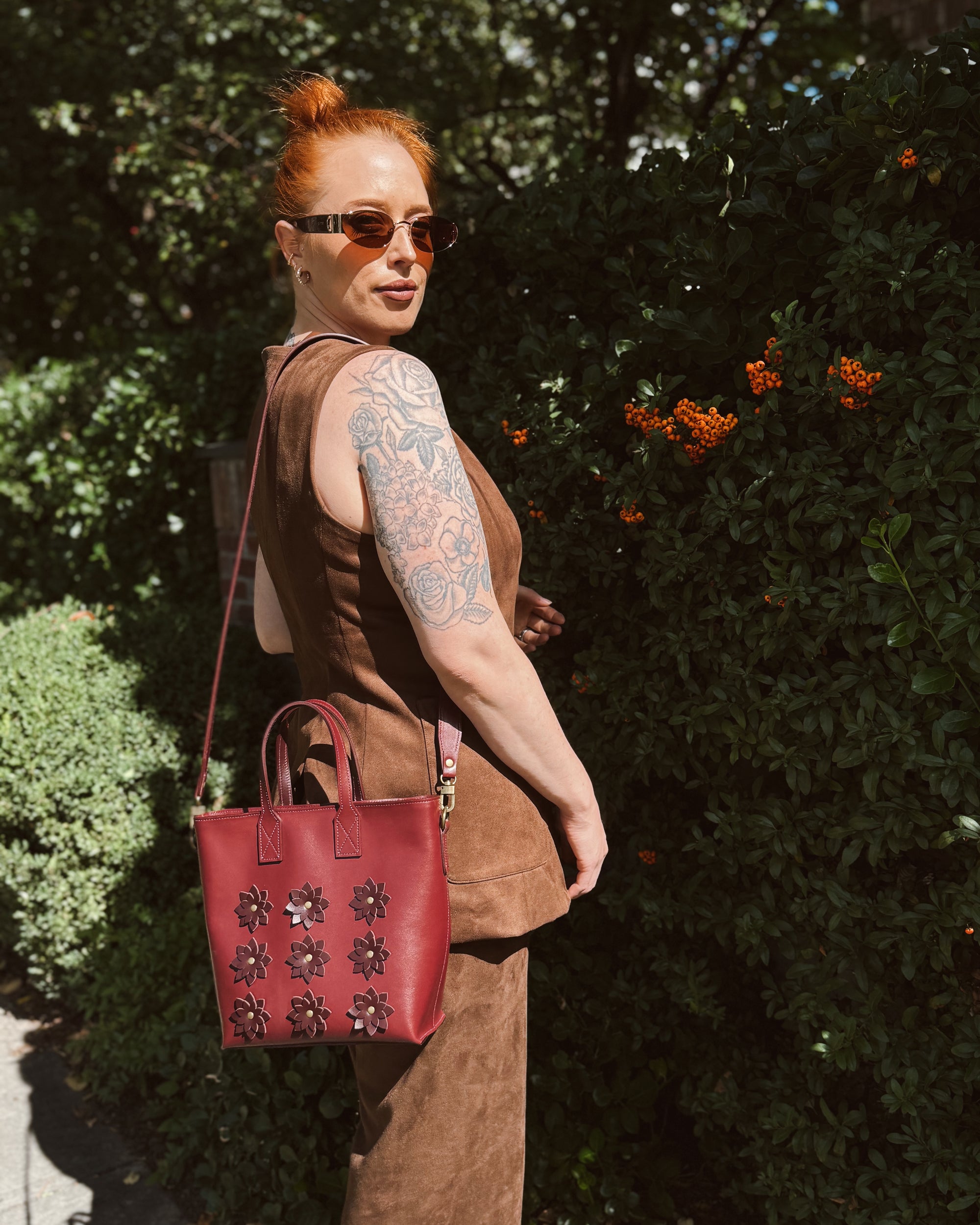 Rue Zip Tote - Fleur Bordeaux