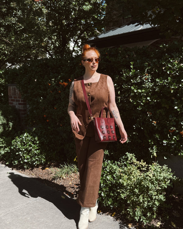 Rue Zip Tote - Fleur Bordeaux - to:morrow leather