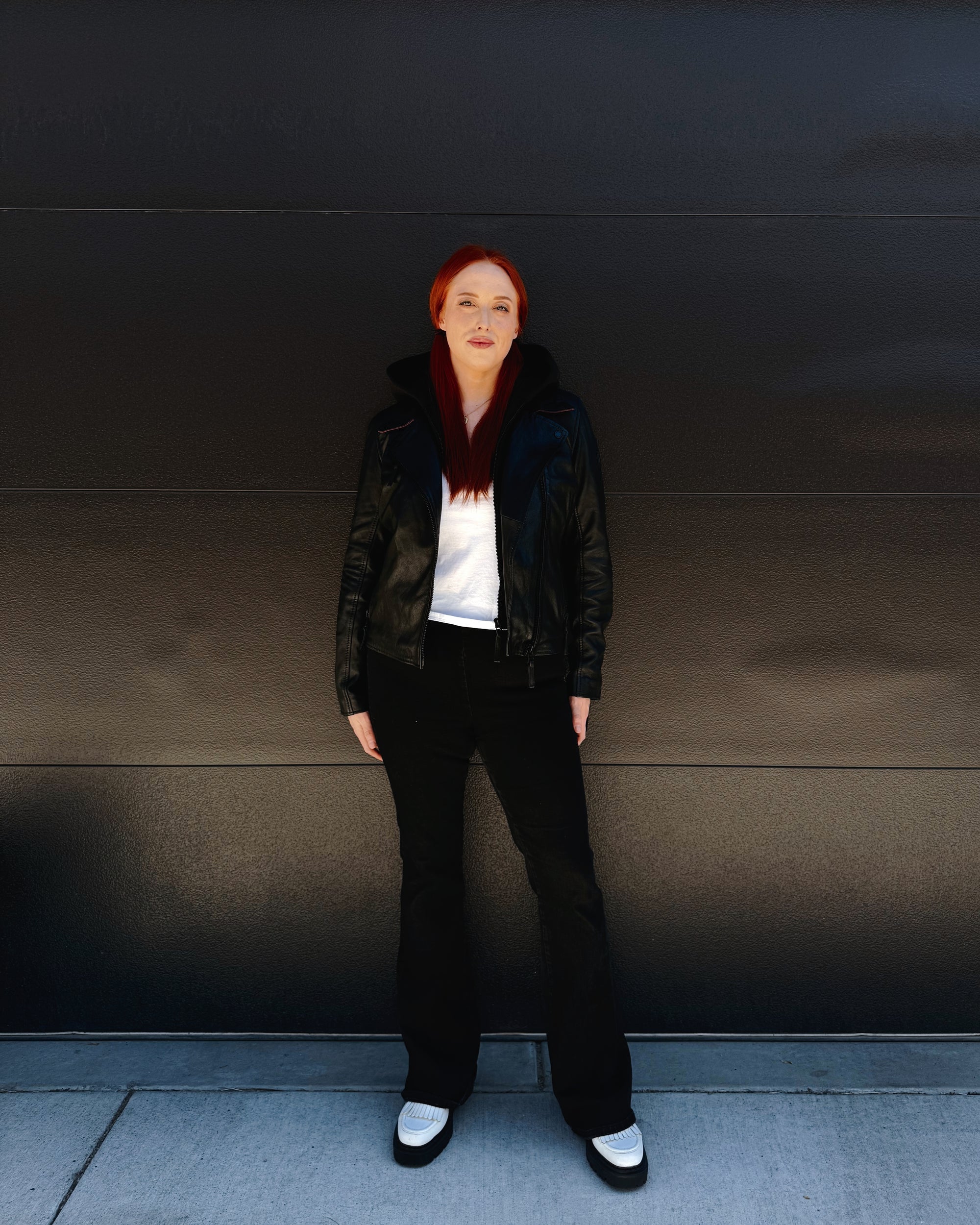 Christyn Star Detail with Hood Leather Jacket