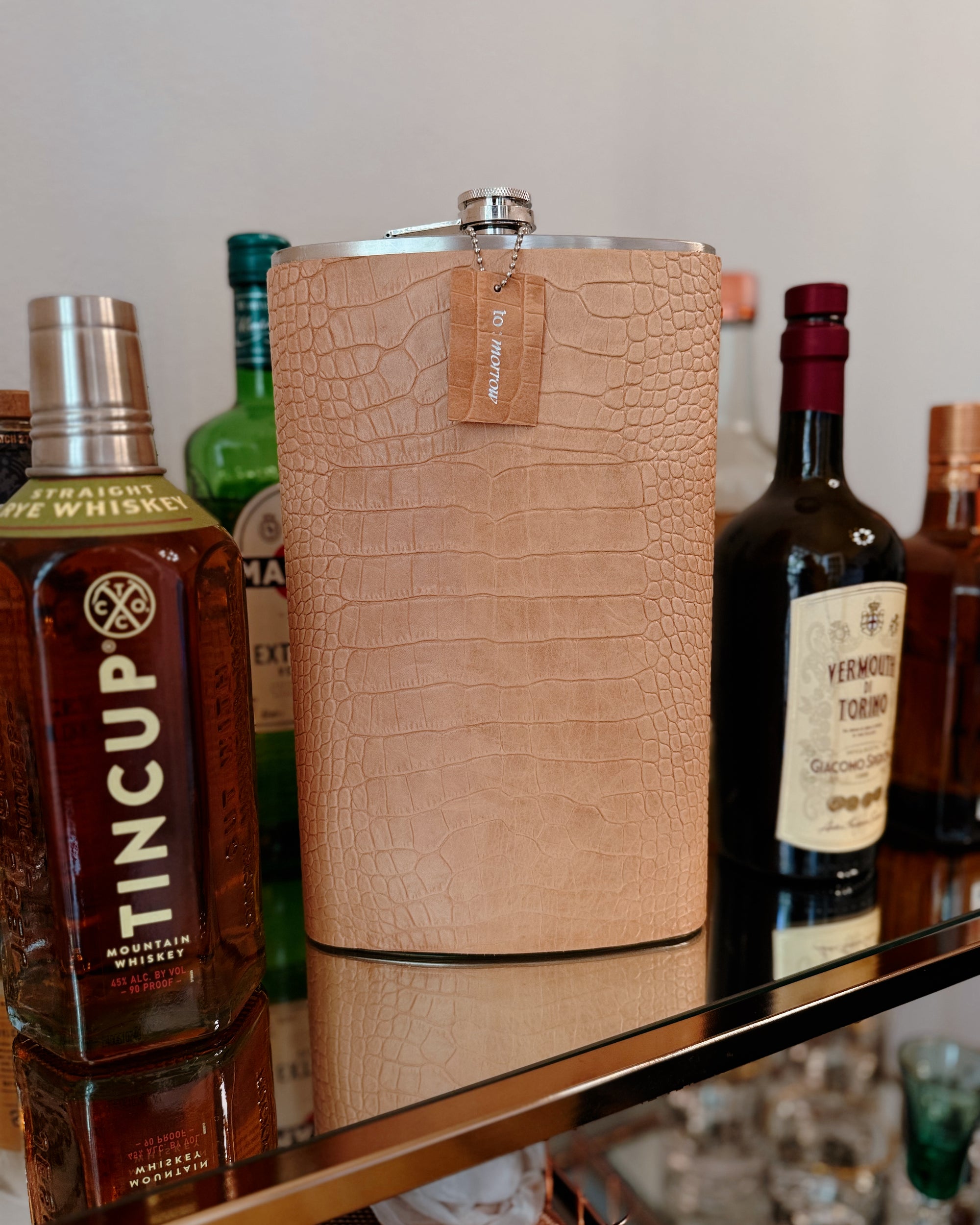 Large Leather Wrapped Flask