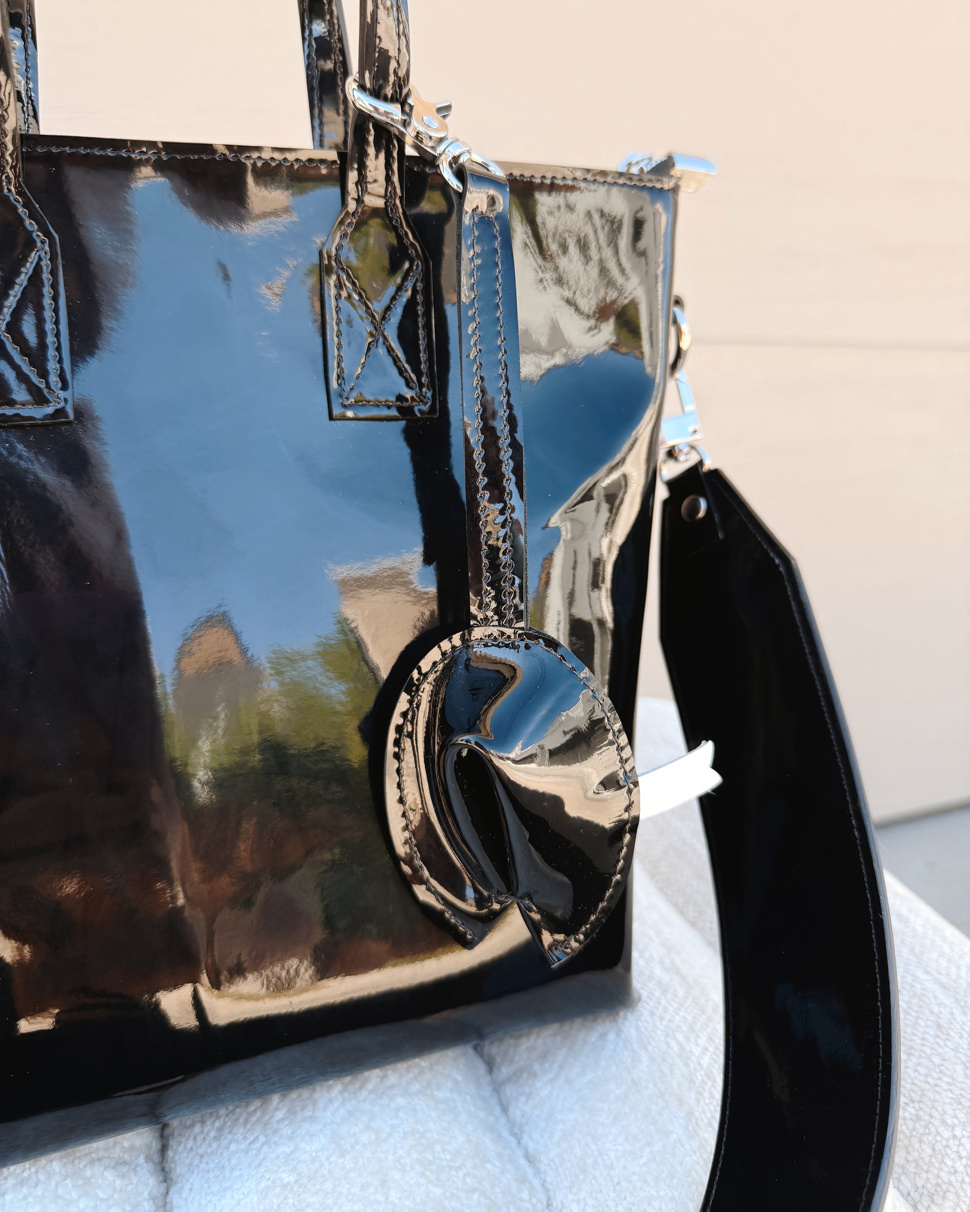 Rue Top Zip Tote - Black Patent