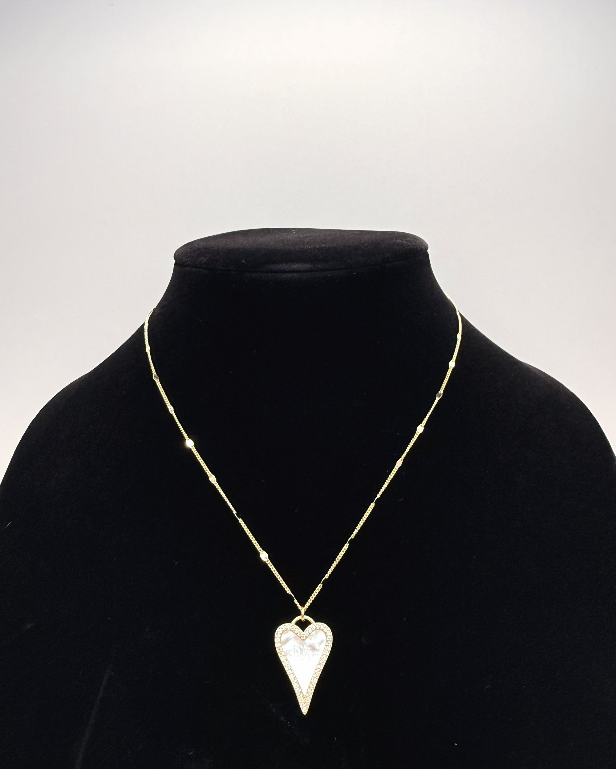 Pave and Pearl Heart on Seqin Chain Necklace