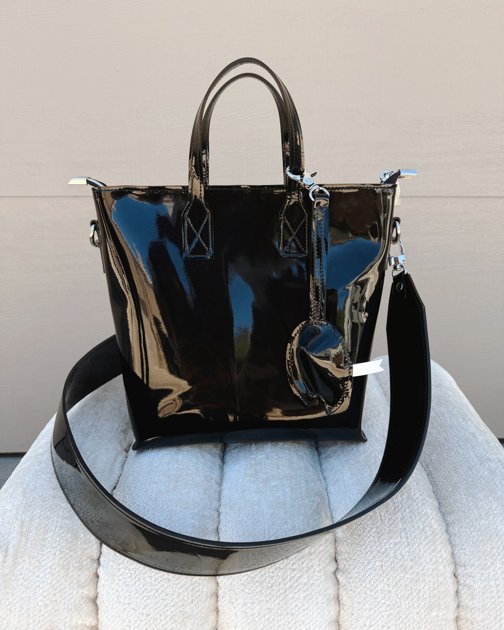 Rue Top Zip Tote - Black Patent