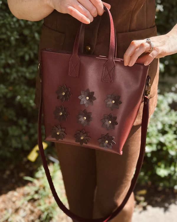 Rue Zip Tote - Fleur Bordeaux - to:morrow leather