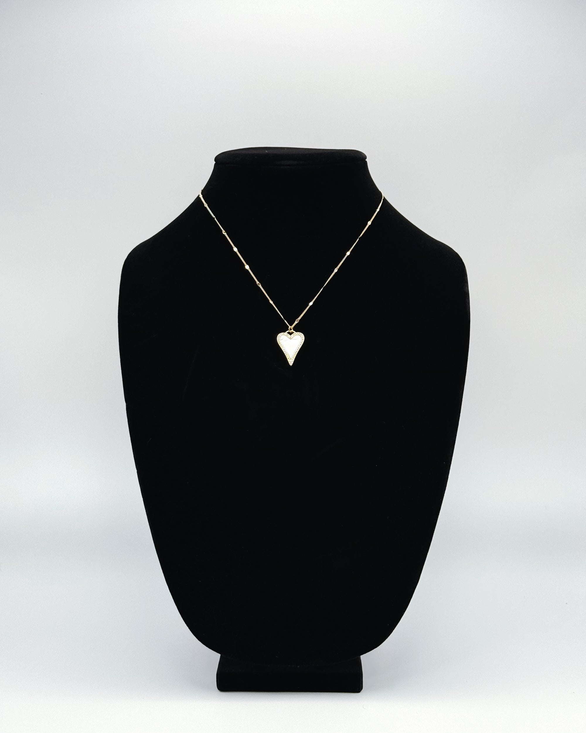 Pave and Pearl Heart on Seqin Chain Necklace